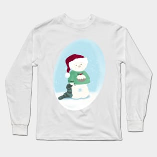 Little White Snow Bear in Christmas Jumper and Santa Hat Long Sleeve T-Shirt
